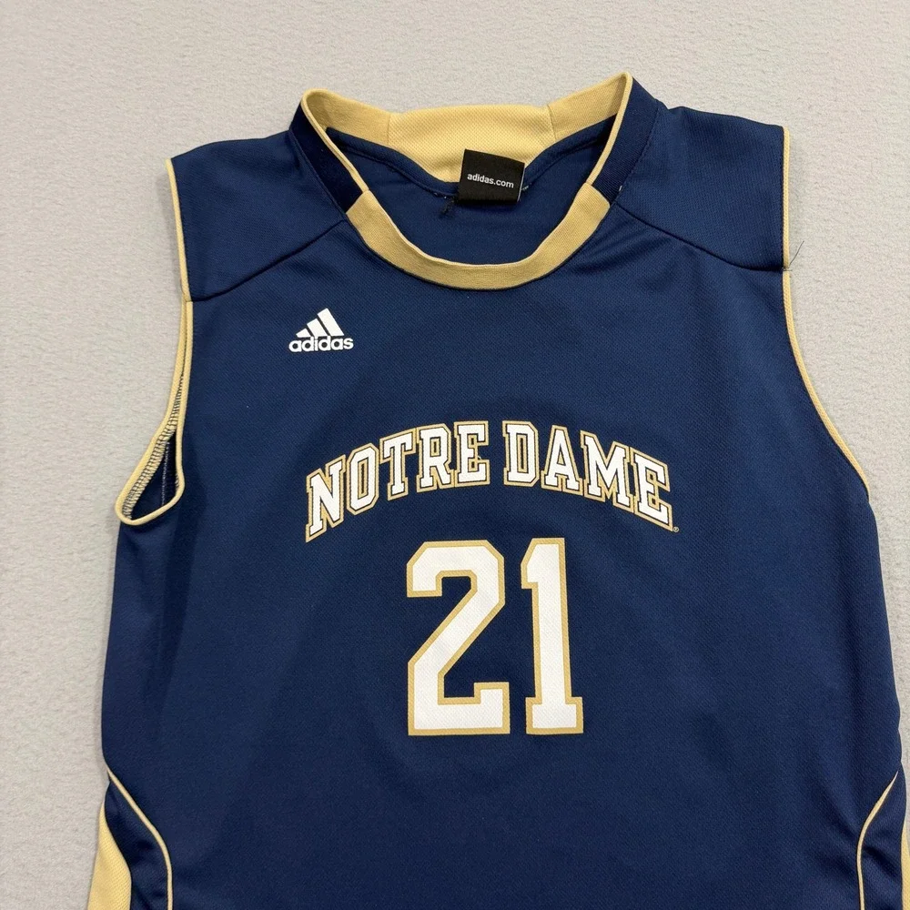 Adidas Notre Dame Fighting Irish Basketball Jersey Size Large Navy Blue NCAA y2k